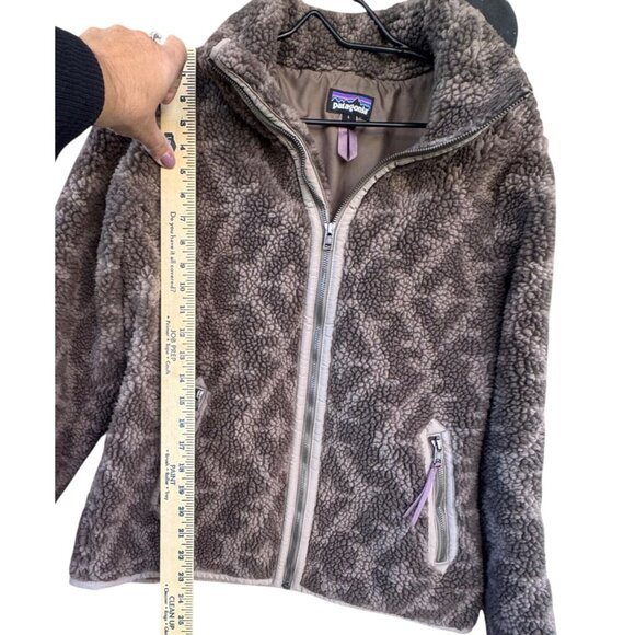 Patagonia Jacket Womens Large Pile Sherpa Fleece Full Zip Divided Sky Brown Gorp - Picture 8 of 11